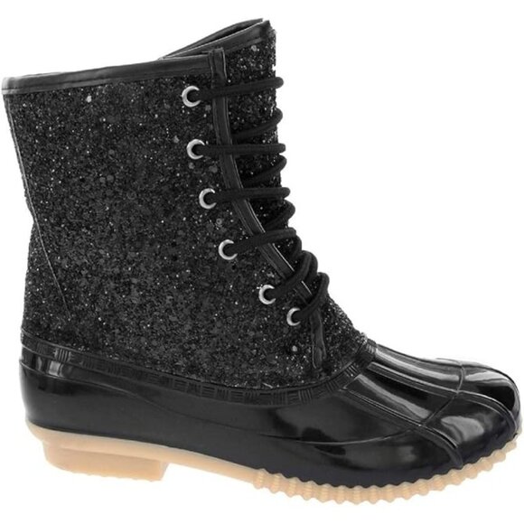 Sugar Women's Skylar Glitter Duck Boots - Black Glitter - Picture 2 of 3